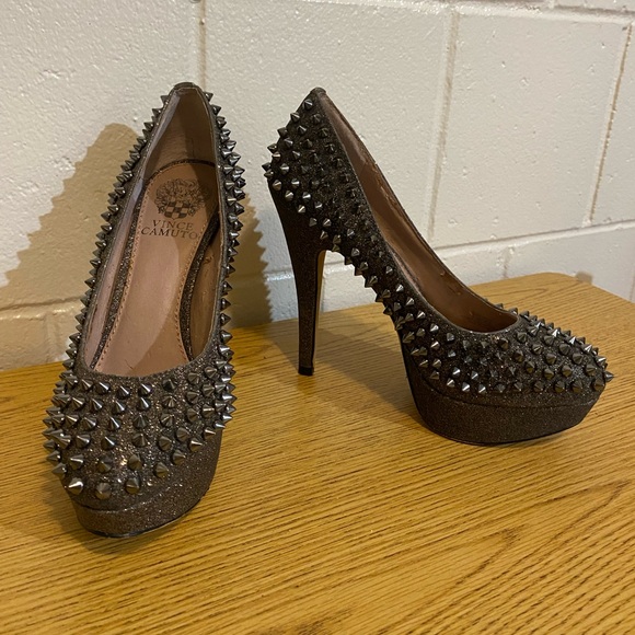 Vince Camuto goth punk rockstar studded spiky glitter stiletto heels - Picture 2 of 7